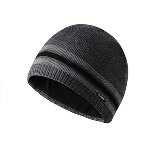 Wholesale Common Winter Knit <b>Beanie</b> Hat Letter 100% Wool Customizable Logo Thickened <b>Fleece</b>-Lined Warm Cozy Travel Adjustable DW - Product Image 4
