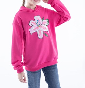 Sudadera con capucha para niñas, diseño moderno, estampado gráfico, forro polar extragrande, color rosa, transpirable, con logo personalizado - Product Image 5