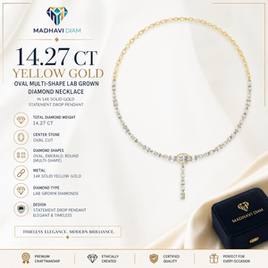 Collier en diamant de laboratoire certifié 14,27 CT de forme ovale multi-formes en or jaune 14 carats - Product Image 1