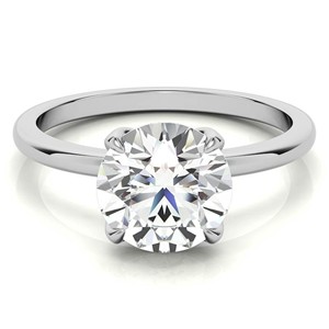 Bague solitaire en moissanite taille brillant ronde VVS1, or blanc massif 10K, bague de fiançailles et de mariage minimaliste - Product Image 2