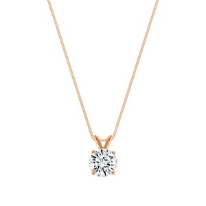 1 Ct Round Lab Created Grown Diamond <b>Solid</b> Real 14K Rose Gold Pendant <b>Necklace</b> - Product Image 4