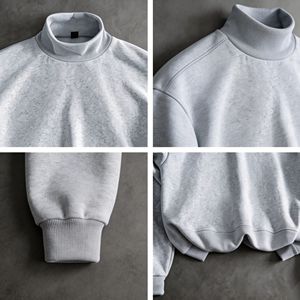 เสื้อสเวตเชิ้ตคอกลมโอเวอร์ไซส์สำหรับผู้ชาย ผ้าฟลีซคอเต่า 100% ผ้าฝ้าย 300 กรัม สไตล์สตรีทแวร์ เสื้อสเวตเชิ้ตคอกลมแบบสวมสำหรับผู้ชาย - Product Image 3