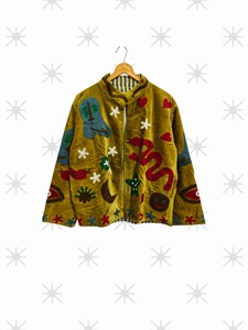 Veste en velours brodée Suzani multicolore, best-seller pour femmes, design floral respirant, confection artisanale, vêtements pour femmes. - Product Image 2