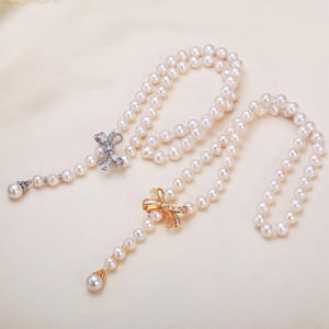 Collar de Perlas de Agua Dulce de 8mm de Zhuji para Mujer, Cierre de Mariposa, Ideal para el Día de la Madre - Product Image 1