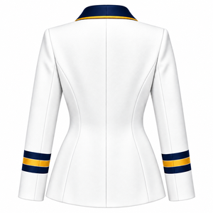 Blazer Personalizado para Mujer en Blanco y Azul Marino, 100% Algodón Tejido con Bordado - Product Image 2