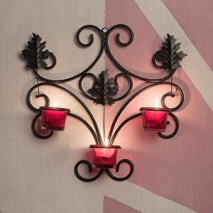 Elegant Iron Wall Hanging Candle Sconce with Glass Tealight Holder Decorative Votive <b>Stand</b> for Home Birthday Diwali Decor - Product Image 3