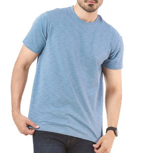 Men's Solid Color O-Neck T-Shirt <b>Short</b> Sleeve Regular Fit 100% Cotton Jersey Casual Wear Blue - Product Image 6