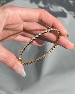 Diamond Tennis <b>Bangle</b> 14k 18k <b>Solid</b> <b>Gold</b> Pear Shape Round Cut Lab Grown Bezel Open Station Bracelet Luxury Everyday Fine Jewelry - Product Image 3