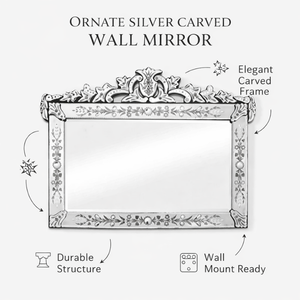 Espejo de Pared Decorativo de Estilo Barroco Veneciano Clásico con Marco Ornamentado |   Espejo Decorativo de Vidrio de Lujo para Decoración del Hogar - Product Image 4