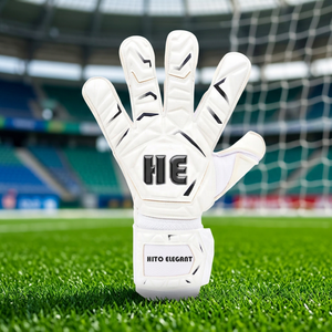 Gants de gardien de but de football professionnels en latex blanc, antidérapants, à doigts complets, en tissu respirant, avec découpe hybride en latex gaufré - Product Image 4