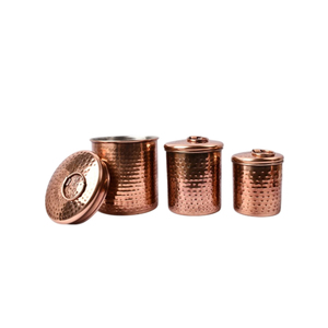 Pure Copper Canister Set With Brass Knobs Airtight Metal Food <b>Storage</b> Jars For Tea Coffee Sugar Handmade Antique <b>Kitchen</b> On Sale - Product Image 2