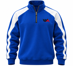 Sudadera polar personalizada al por mayor para hombre con cremallera de un cuarto, cuello alto, rayas en contraste en los hombros, paneles, jersey de otoño, OEM - Product Image 1