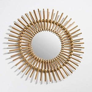 Marco redondo de madera de bambú para espejo de 28 pulgadas, diseño Sunburst Natural, venta al por mayor - Product Image 1
