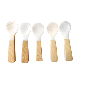 Handcrafted Custom Mother of Pearl Spoon Fish Flower Long Handle <b>Mirror</b> Polish Custom Logo Engraved Server Storage - Product Image 1