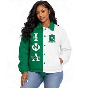 เสื้อแจ็คเก็ตปักลายสีสันตัดกันของชมรมพี่น้องหญิงกรีก Iota Phi Lambda Sorority - Product Image 1