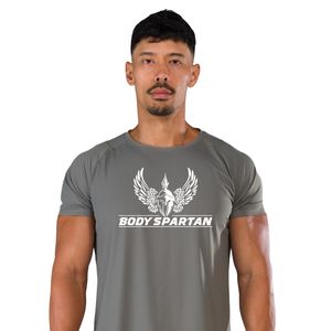 T-shirt de sport gris acier pour homme, tissu respirant haute performance, vêtements de sport pour la course à pied, la gym et la remise en forme - Product Image 2