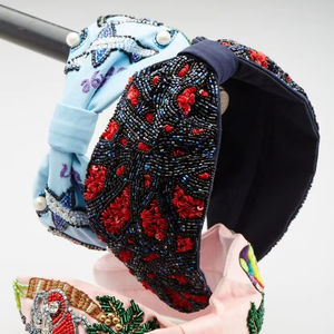 Diadema Boho con Cuentas Bordadas de Color Rosa para Mujeres y Niñas, Accesorios para el Cabello Hechos a Mano, Banda de la India - Product Image 1