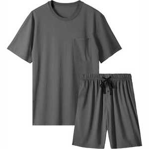 Men's Breathable 100% Cotton Solid <b>Knitted</b> T-Shirt <b>Sets</b> with Custom Logo V-neck Short Sleeve Summer Street Style Men's <b>knitted</b>. - Product Image 1