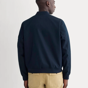 Blouson bomber vert foncé pour homme avec logo frontal, fermeture éclair, col montant, coupe-vent décontracté en mélange de coton, vêtement d'extérieur pour l'automne - Product Image 2
