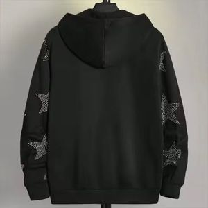 Sudadera con capucha personalizada para hombre, de felpa gruesa, con cremallera completa, estilo urbano, con pedrería y logotipo. - Product Image 2