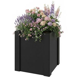 Black 1.4 X 1.4 X 1.5 ft Raised Garden Bed Galvanized Outdoor Gloves for Gardening Flower Herb Vegetable <b>Planter</b> <b>Box</b> - Product Image 1