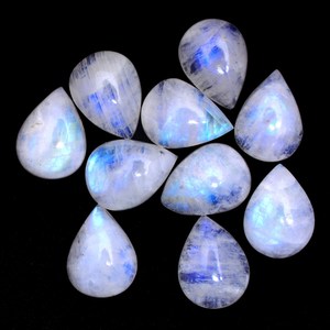 Pierre de lune blanche 12x16mm, cabochon en forme de poire, naturelle, chatoyante, bleuâtre, arc-en-ciel, pierre semi-précieuse, pierre précieuse non montée pour bijoux - Product Image 2