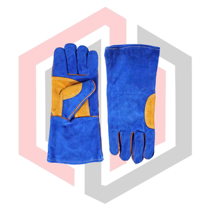 Blue Yellow Reinforced Leather Welding Gloves Full Safety Breathable Tear-Resistant Heat-Insulating Anti-Vibration Anti-static - Product Image 4