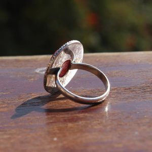 Bague en corail rouge naturel, bijou en pierre précieuse de corail naturel, bague bohème tendance, cadeau pour elle - Product Image 2