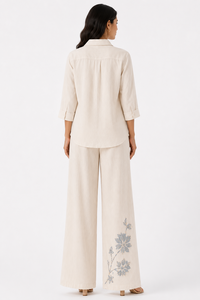 Women's Fashion Co-Ord <b>Set</b> | Embroidered full Sleeve Shirt & Palazzo Trousers - Product Image 2