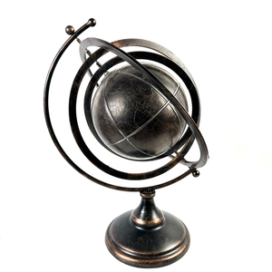 Sculpture de globe terrestre en métal, style armillaire, décoration mondiale, finition bronze - Product Image 5