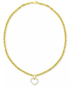 Collana a cuore aperto di diamanti (1/4 ct. T. w.) in argento Sterling placcato oro 14k | Macacy's - Product Image 1