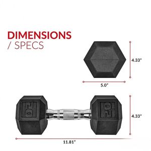 Paire d'haltères hexagonaux en caoutchouc enduit de 20 lb avec poignées ergonomiques en acier, conception anti-roulement, ensemble de poids durable - Product Image 3