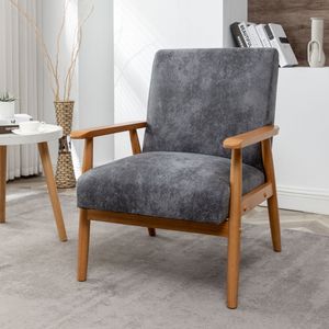 Poltrona classica moderna in stile Mid-Century, larga 25,38 pollici, grigia, per soggiorno - Product Image 2
