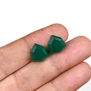 Ónix Verde Natural, Forma Hexagonal, Corte Escalonado, Alto Brillo, 12mm, Cabujón de Piedra Preciosa Suelta con Reverso Plano para Fabricación de Joyas, Colgantes y Pendientes - Product Image 3
