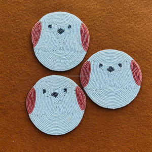 Dog Face Beaded Coaster Handmade Animal Drink <b>Mat</b> Seed Bead Cup Pad Durable 300mm Cute <b>Table</b> Decor Kids Gift Home Accessory - Product Image 2