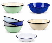 Milde stalen emaille eco-vriendelijke, niet-toxische, duurzame vintage soepkom & wasbak, vaatwasserbestendig, reis-servies, dienblad voor thuisgebruik