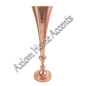 Elegante Florero de Metal Color Oro Rosa, Diseño Moderno de Terracota para Decoración del Hogar y Bodas, Axiom - Product Image 3