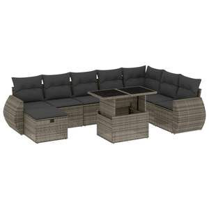 Conjunto de Sofá de Jardín de Ratán Gris, 6 Plazas, Muebles de Exterior con Almacenamiento, Diseño Contemporáneo - Product Image 4