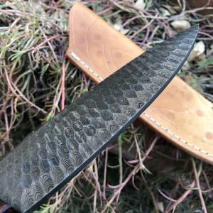 Cuchillo de Chef Personalizado Hecho a Mano Jexmoo con Hoja de Acero de Damasco de 8 Pulgadas, Mango de Madera y Funda de Cuero - Regalo para Chef - Product Image 3