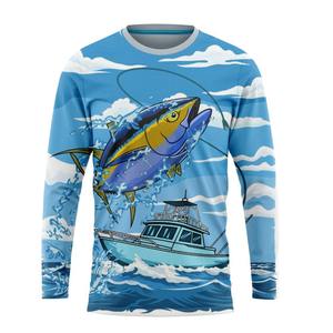 Camisa de Pesca al por Mayor de Manga Larga con Protección UV, Sublimación, Poliéster, Lisa, de Alto Rendimiento - Product Image 2
