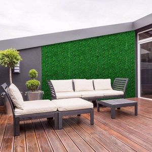 Siepe Artificiale di Bosso da 120 cm per Schermatura Privacy, Sfondo in Erba, Recinzione e Decorazione Murale per Balconi (12 Pezzi) - Product Image 2