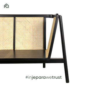 Ensemble de canapés modulaires modernes 3 places en rotin et cannage avec structure en bois pour salon et hôtel - Dora - Product Image 4