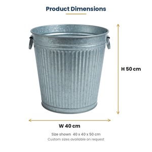 Maceta de hierro galvanizado acanalado con asas, maceta redonda grande de metal para flores, contenedor para plantas de jardín o patio estilo rústico - Product Image 4