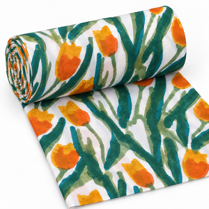 Tela de Voile de Algodón Peinado 60S60S Ligera Estampada a Mano Pinksa Fashion, 90 GSM, 43/44" de Ancho, Floral Unisex - Product Image 6