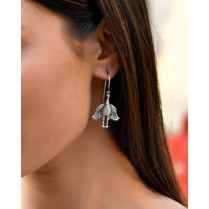 Meera Jaipur Peakock <b>Fine</b> <b>Dangle</b> Silver <b>Earrings</b> - Product Image 2