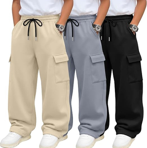 Pantalon de jogging décontracté pour homme, taille élastique avec cordon de serrage, poches cargo, en coton uni, idéal pour l'automne - Product Image 4