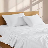Parure de draps pleine grandeur 100 % coton percale tissé, respirante, luxe hôtelier, extra douce, poches profondes, ajustement facile, 4 pièces, 300 fils au pouce carré, unie