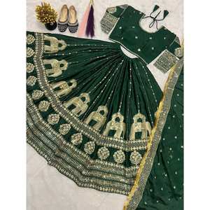 Designer <b>Wedding</b> <b>Dresses</b> Embroidered Lehenga Choli with Sequence Work - Product Image 4