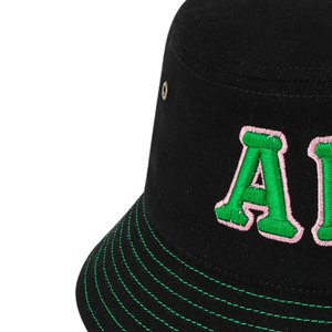 AKA Black Bucket <b>Hat</b> Green Embroidered Letter Adjustable Cotton Headwear Casual Fashion Outdoor Streetwear <b>Hat</b> for <b>Men</b> Women - Product Image 4