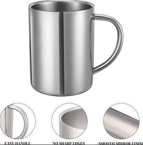 Stainless Steel Coffee <b>Cup</b> Double Layer Milk Tea Mug with Handle for Camping School Beer Tumbler - Product Image 4